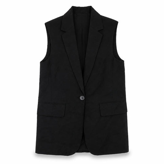 H&M Women Black XS Linen Blend Sleeveless Suit Waistcoat