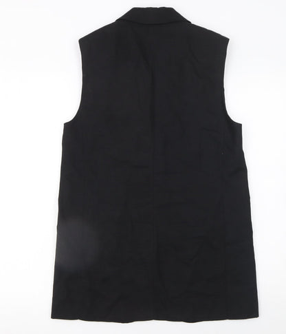H&M Women Black XS Linen Blend Sleeveless Suit Waistcoat