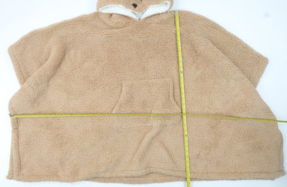 F&F Women Beige Fleece Bear Hooded Robe One Size Winter Loungewear