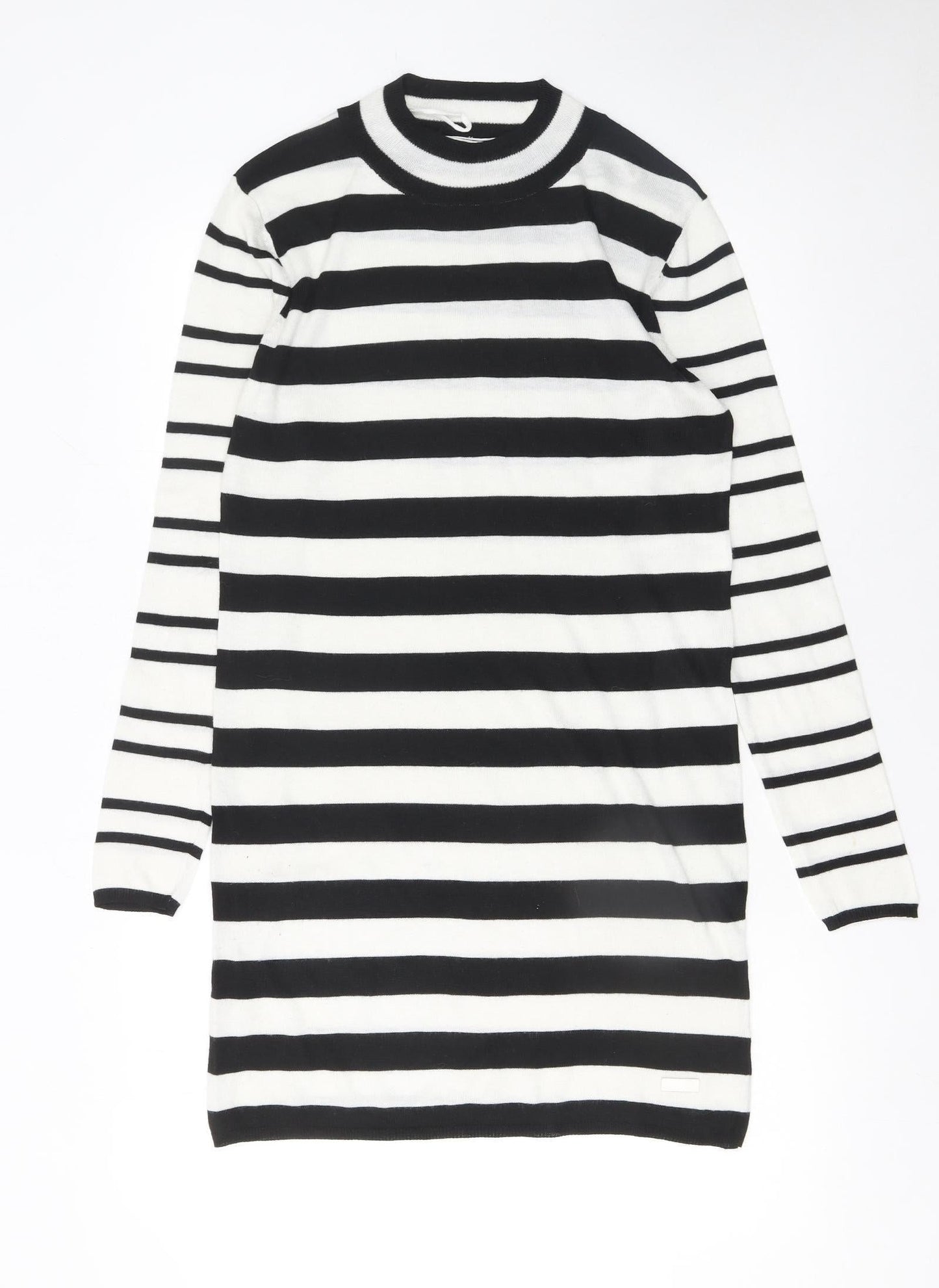 ONLY Women’s Black White Striped Knit Sweater Dress Size M