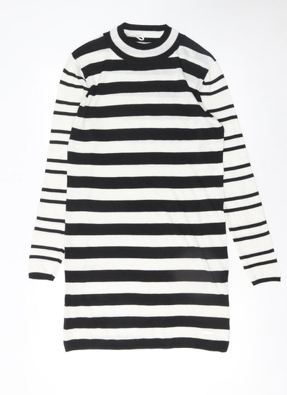 ONLY Women’s Black White Striped Knit Sweater Dress Size M