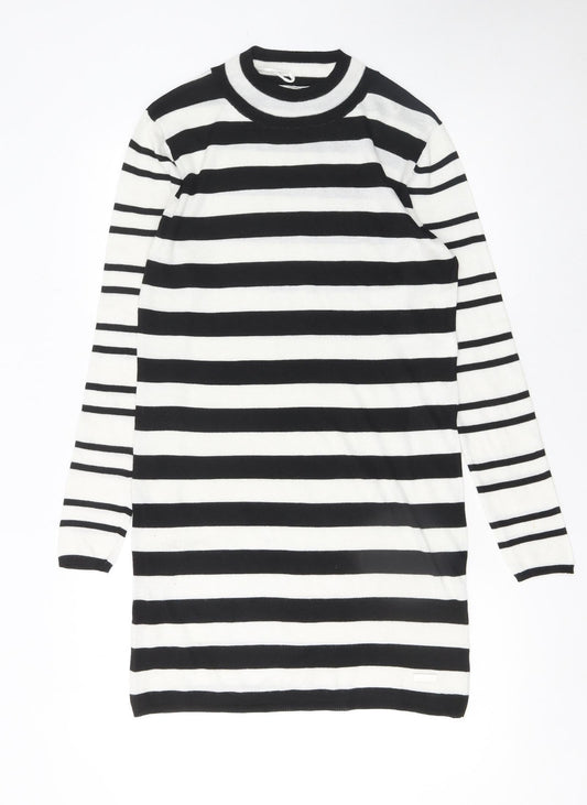 ONLY Women’s Black White Striped Knit Sweater Dress Size M