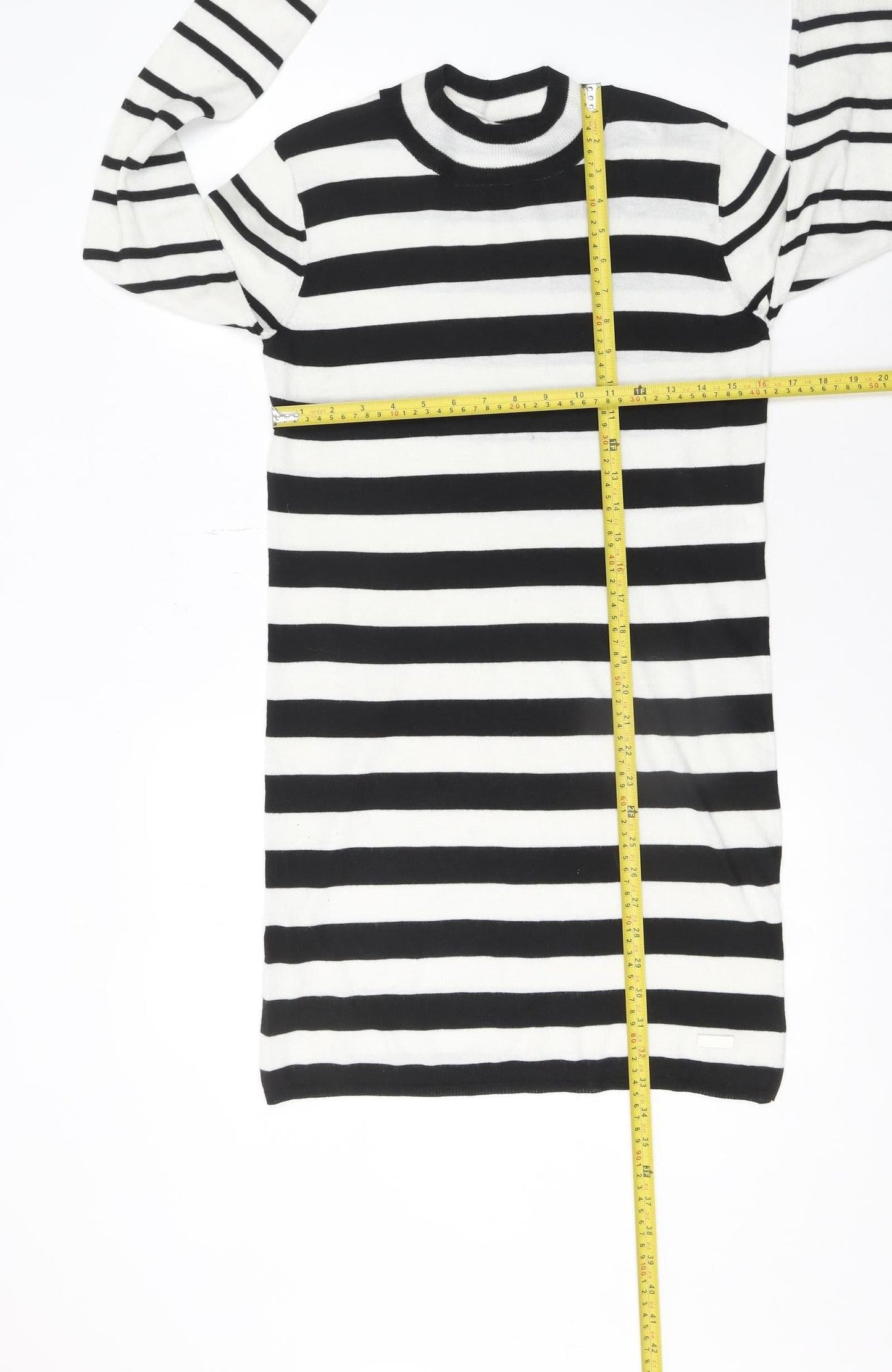 ONLY Women’s Black White Striped Knit Sweater Dress Size M