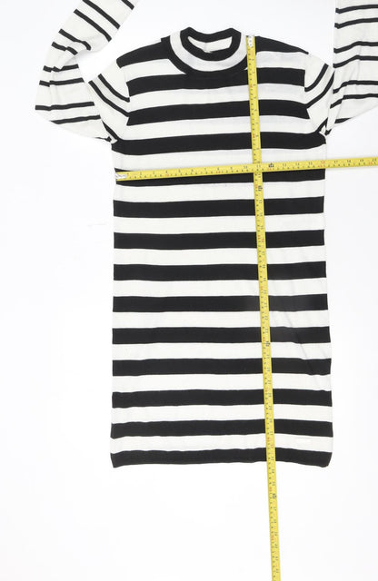 ONLY Women’s Black White Striped Knit Sweater Dress Size M