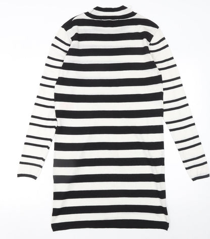 ONLY Women’s Black White Striped Knit Sweater Dress Size M