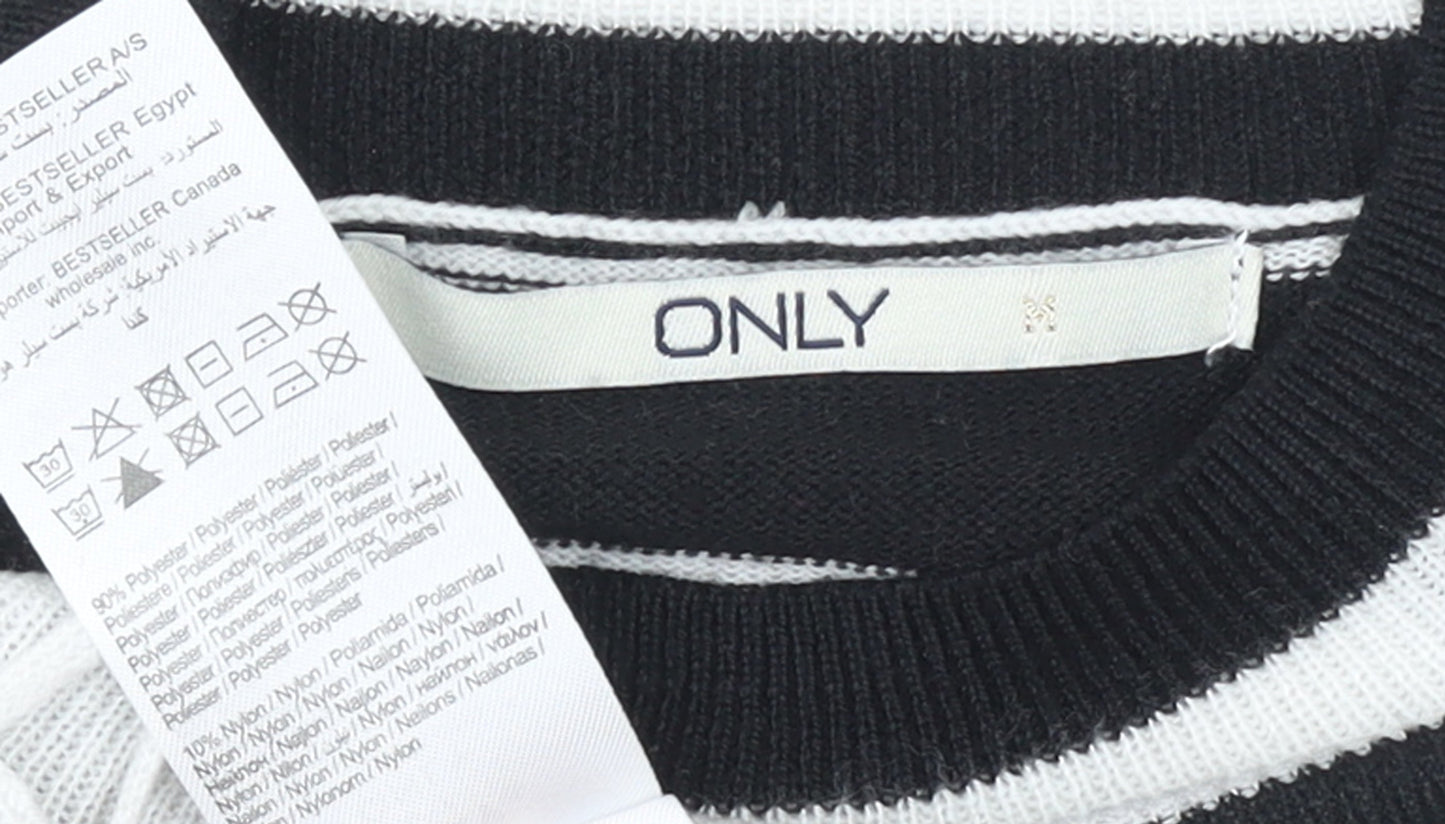 ONLY Women’s Black White Striped Knit Sweater Dress Size M