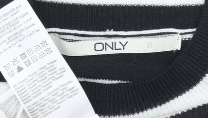 ONLY Women’s Black White Striped Knit Sweater Dress Size M