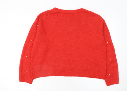 Womens UK Size 12 H&M Red Pullover Jumper