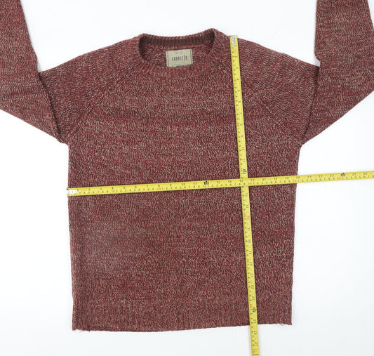 Fabric 8 Mens Red Knit Crew Neck Pullover Jumper Medium