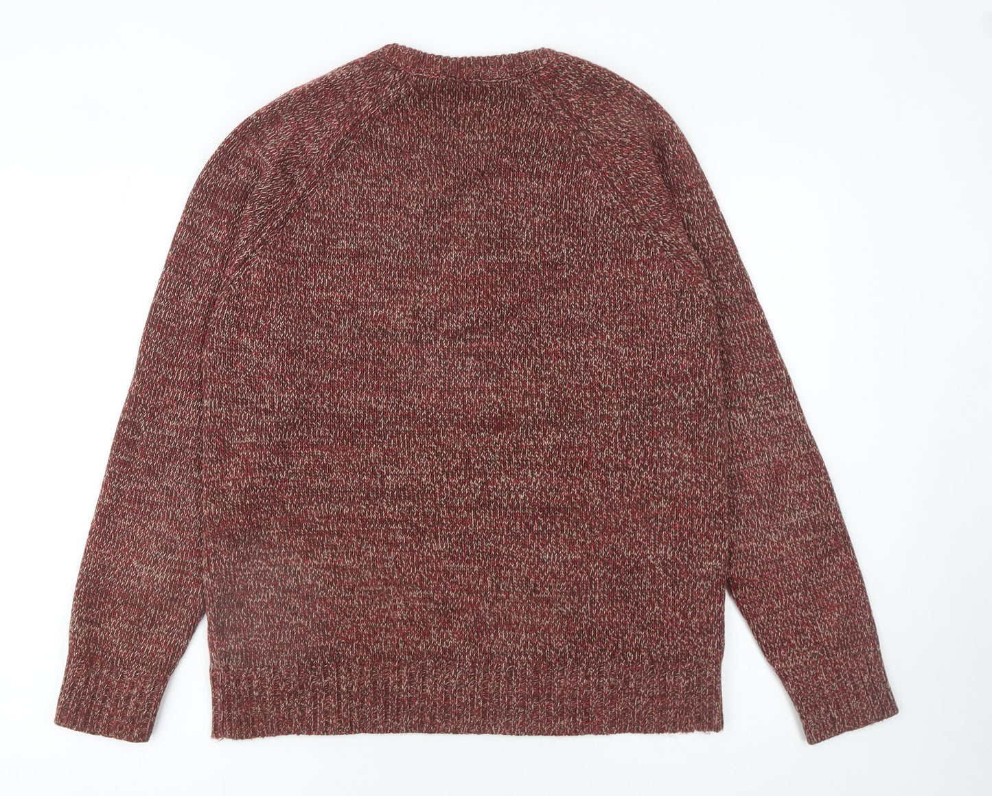 Fabric 8 Mens Red Knit Crew Neck Pullover Jumper Medium