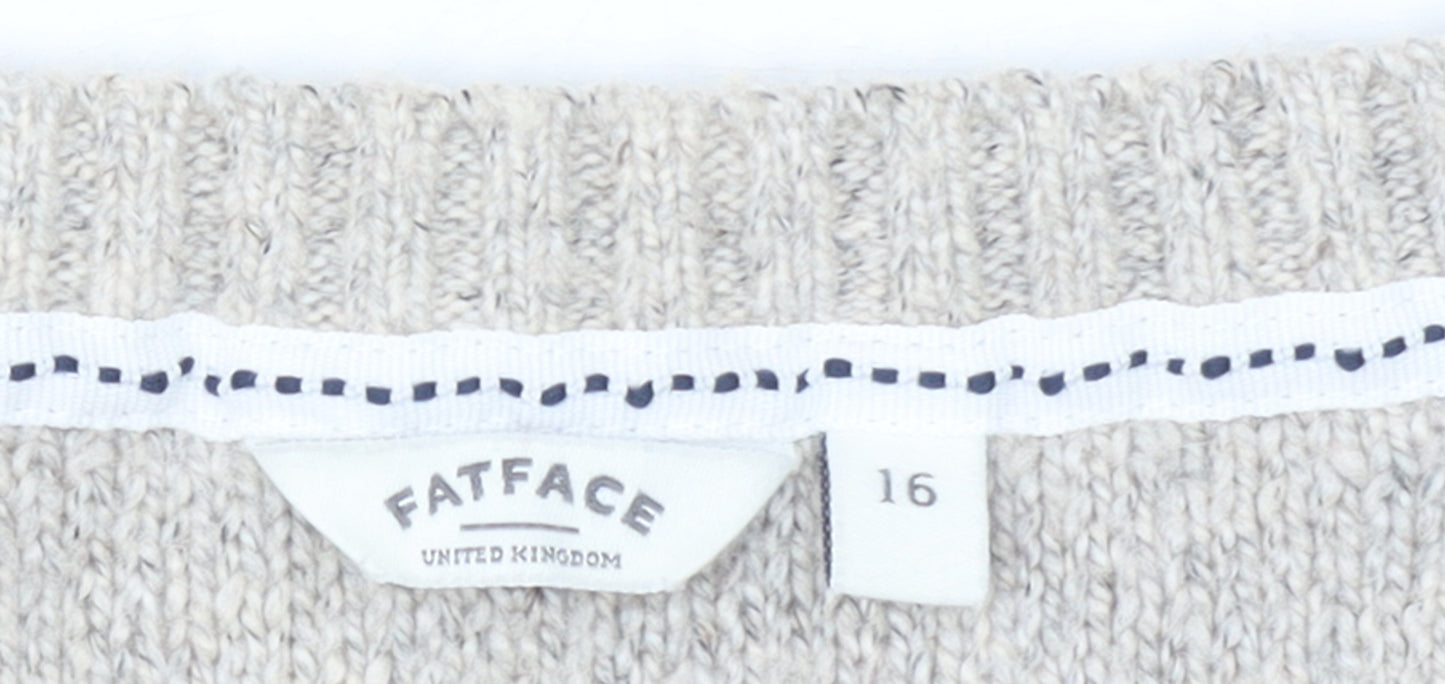 Womens UK Size 16 FatFace Ivory Pullover Jumper