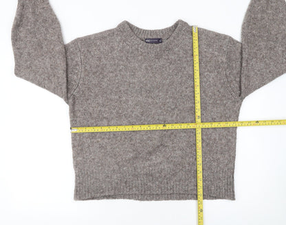 Marks and Spencer Women Beige Knit Crew Neck Pullover Jumper M