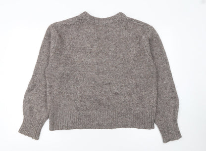 Marks and Spencer Women Beige Knit Crew Neck Pullover Jumper M