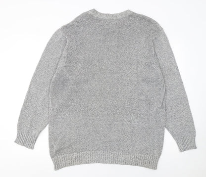 Marks and Spencer Mens Grey Cotton Linen Crew Neck Jumper L