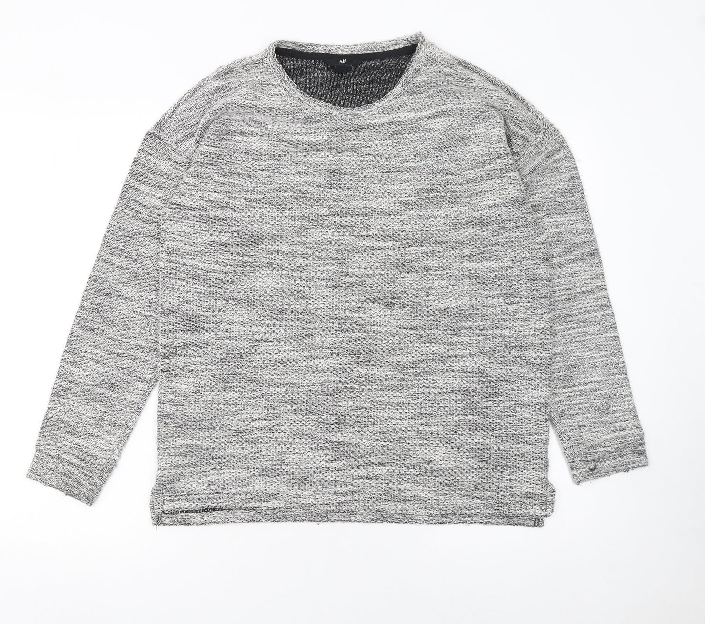 H&M Women's Grey Knit Crew Neck Long Sleeve Pullover Jumper Size S