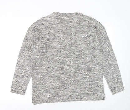 H&M Women's Grey Knit Crew Neck Long Sleeve Pullover Jumper Size S