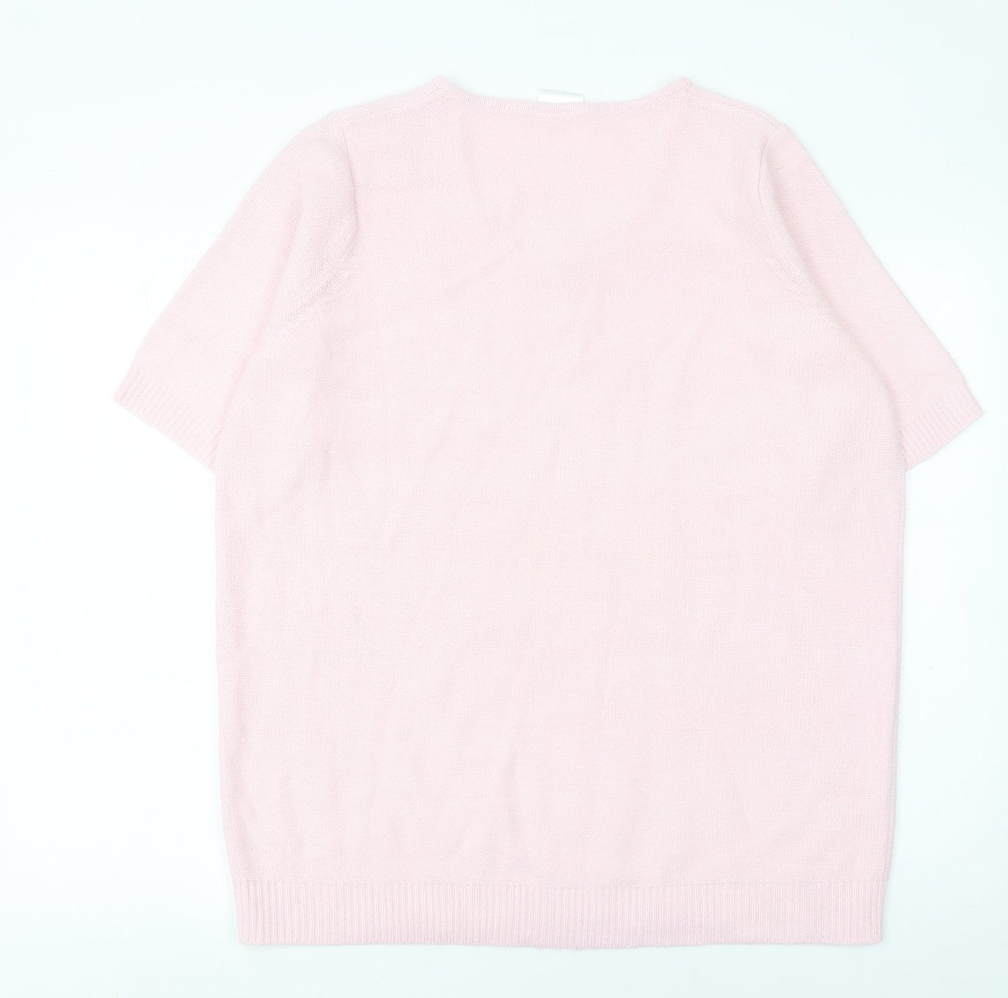 Being Casual Women's Pink Short Sleeve V-Neck Sequin Jumper Size 16