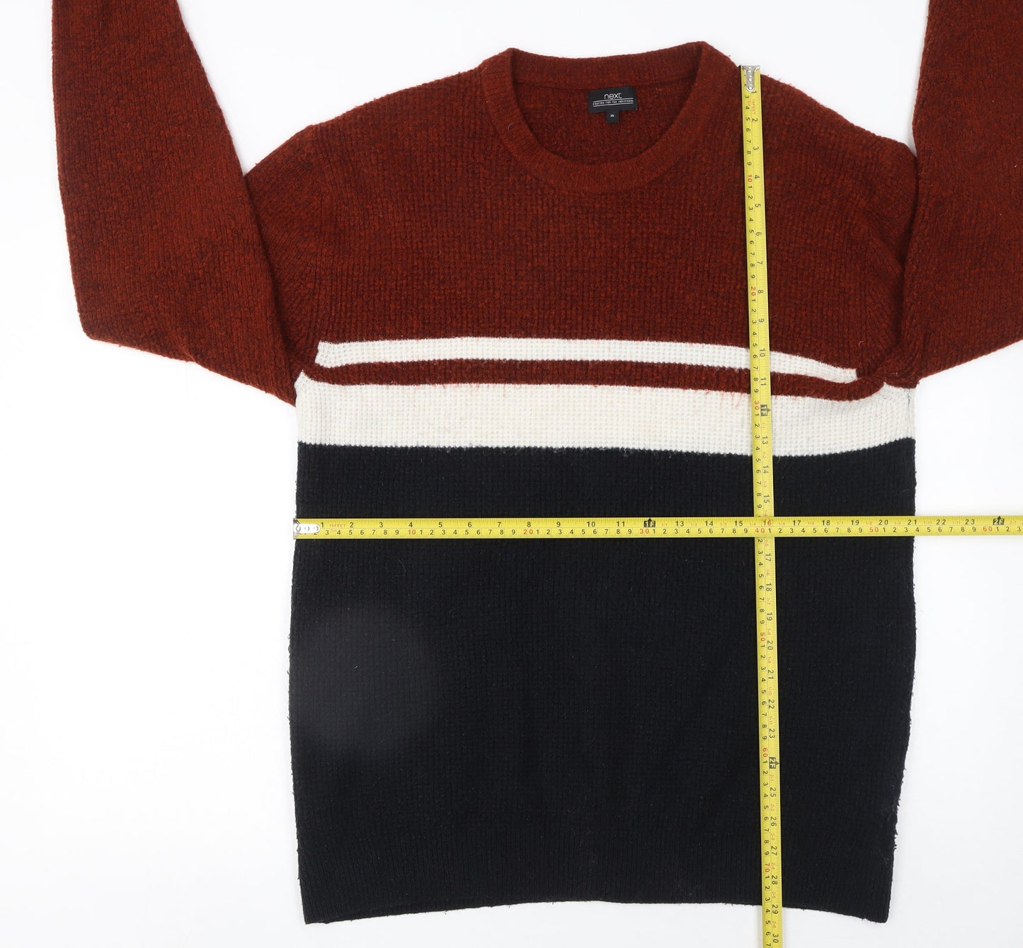 Next Men's Multicoloured XL Crew Neck Chunky-Knit Jumper