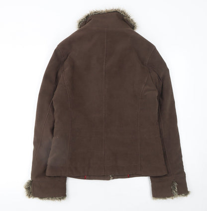 Womens UK Size 10 Monsoon Brown Biker Coat