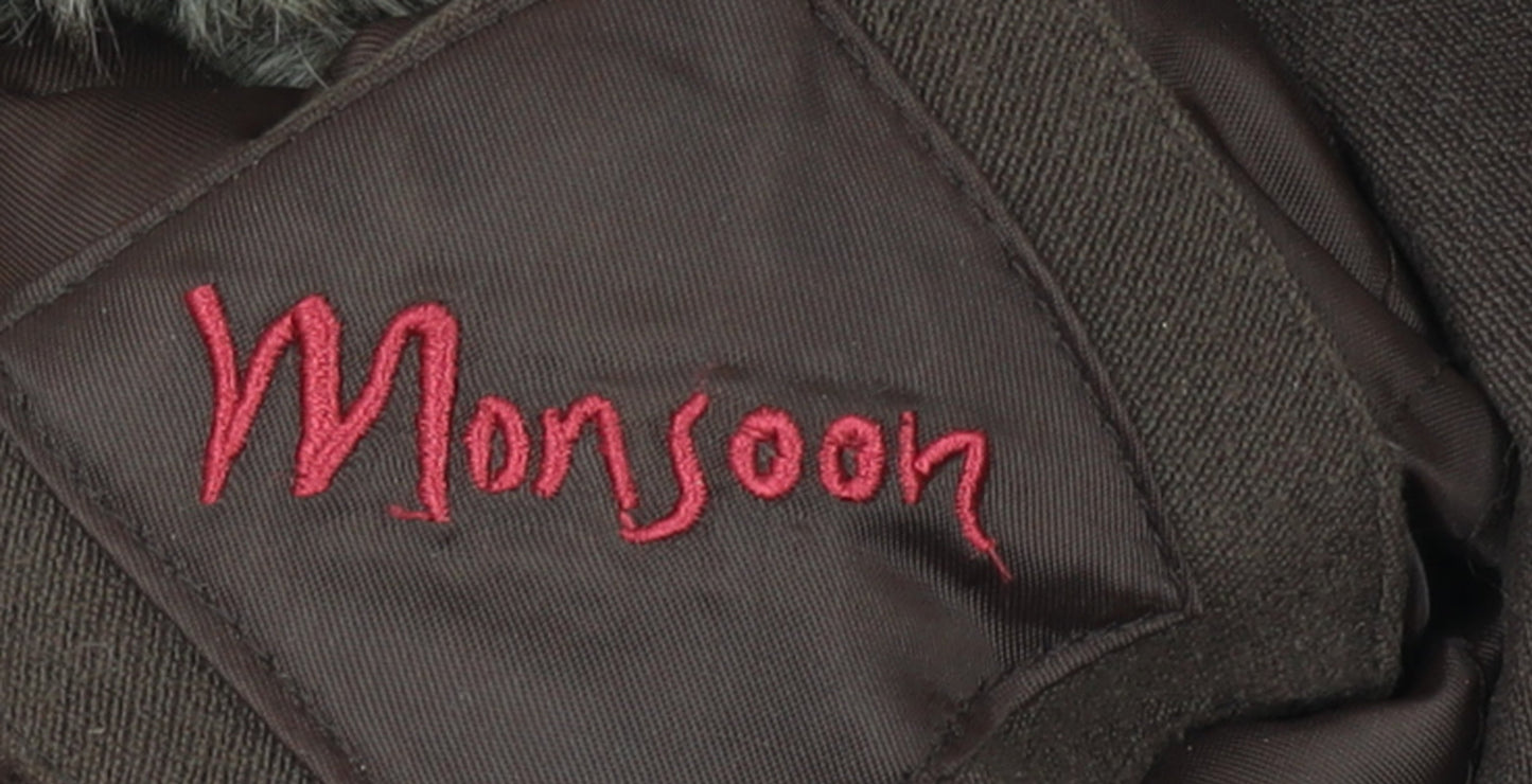 Womens UK Size 10 Monsoon Brown Biker Coat