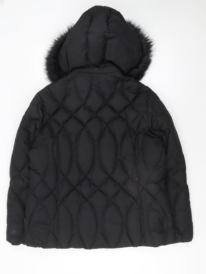 Marks and Spencer Women’s Black XL Quilted Puffer Jacket Hooded Winter Coat
