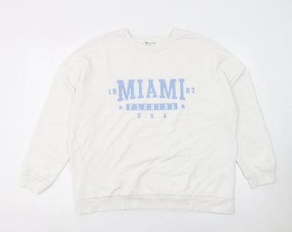 M&Co Women Ivory Miami Print Cotton Blend Sweatshirt UK 16