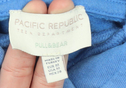 Womens UK Size M Pull&Bear Blue Pullover Hoodie