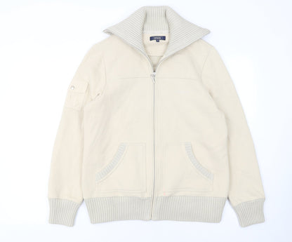 Womens UK Size 16 Maine New England Beige Full Zip Sweatshirt