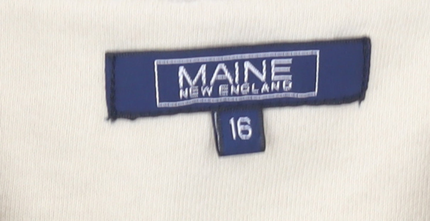 Womens UK Size 16 Maine New England Beige Full Zip Sweatshirt