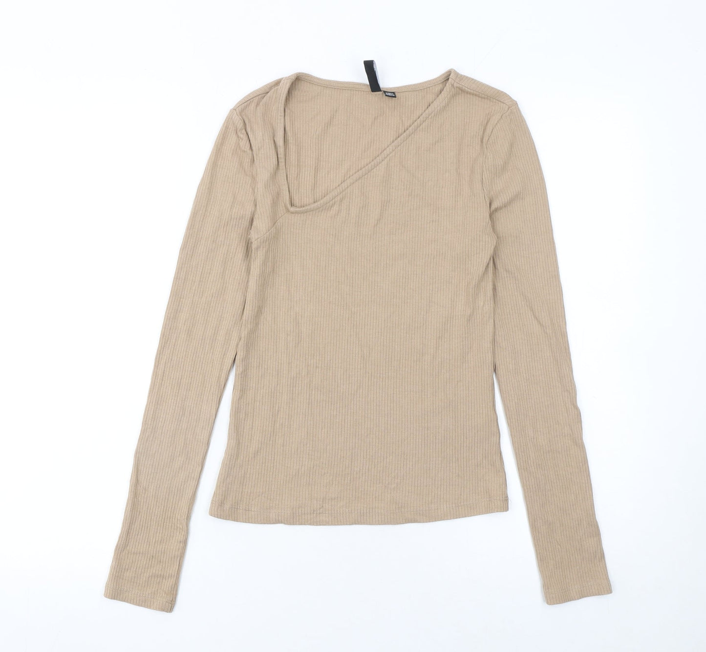 Womens UK Size M Pieces Beige Basic T-Shirt