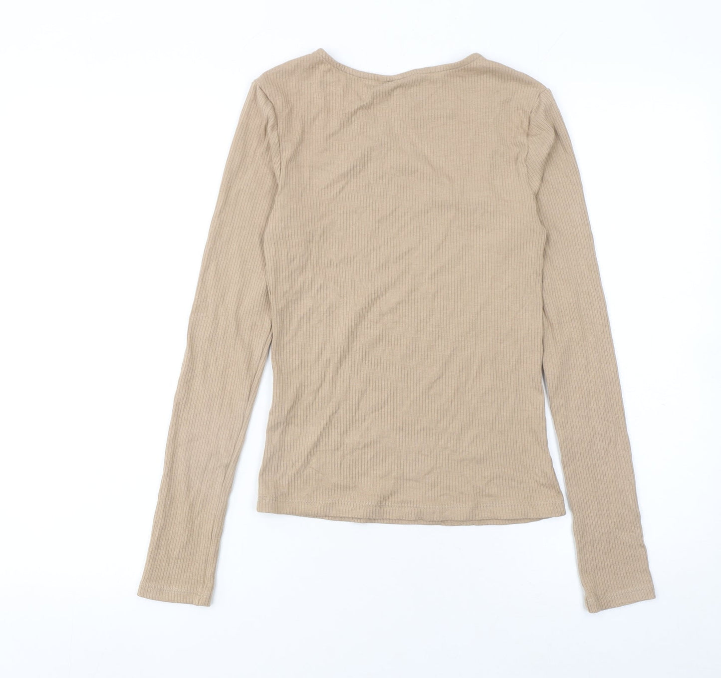 Womens UK Size M Pieces Beige Basic T-Shirt
