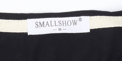 SMALLSHOW Women Black M Basic Short Sleeve Cotton T-Shirt