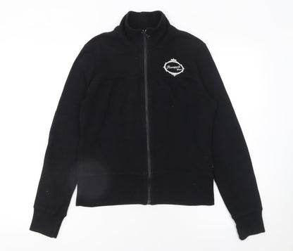 Pineapple Womens Black Cotton Track Jacket Size 12 Full Zip Fleece