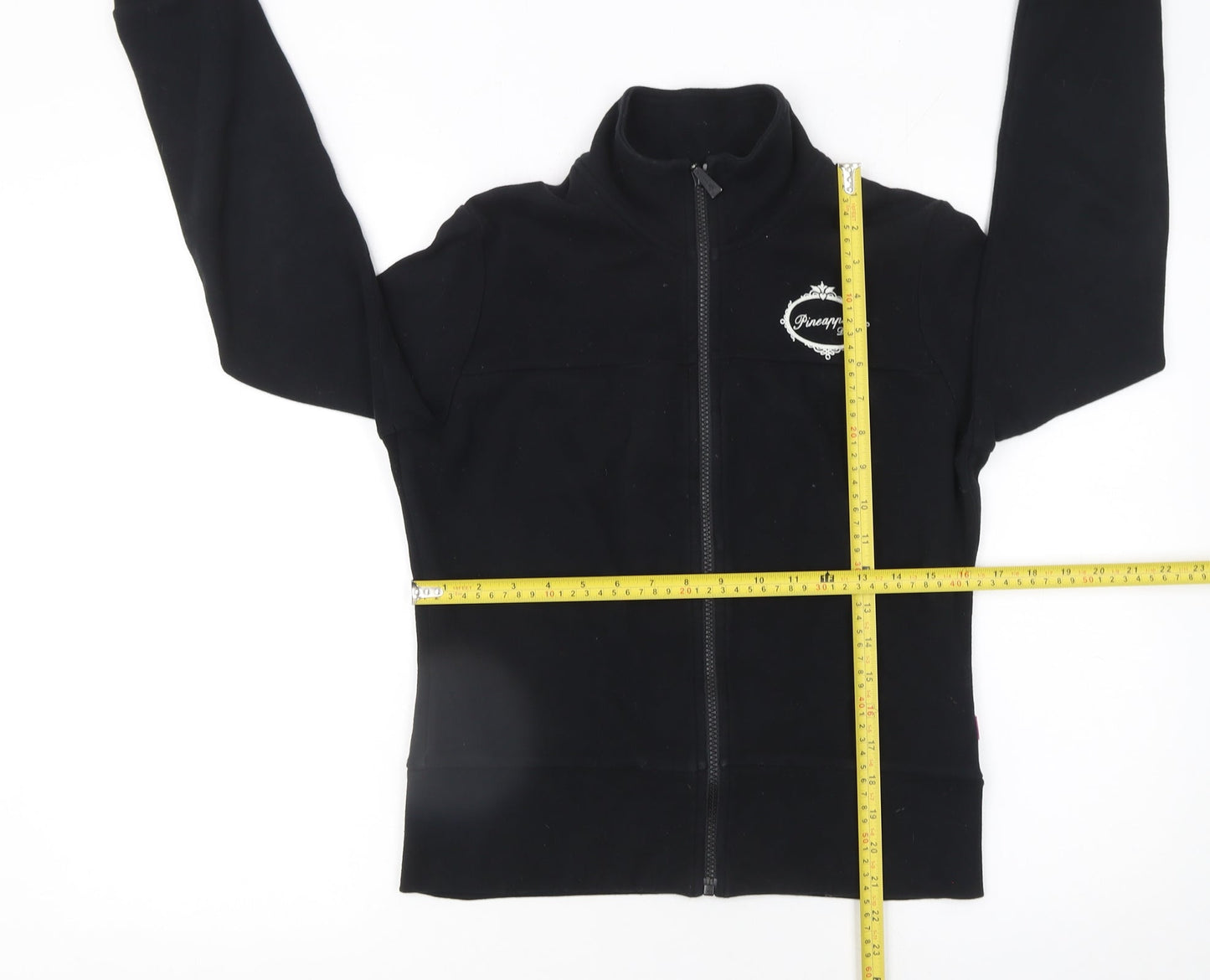 Pineapple Womens Black Cotton Track Jacket Size 12 Full Zip Fleece
