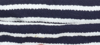 Next Womens Blue Striped Off Shoulder Cotton Top Size 6
