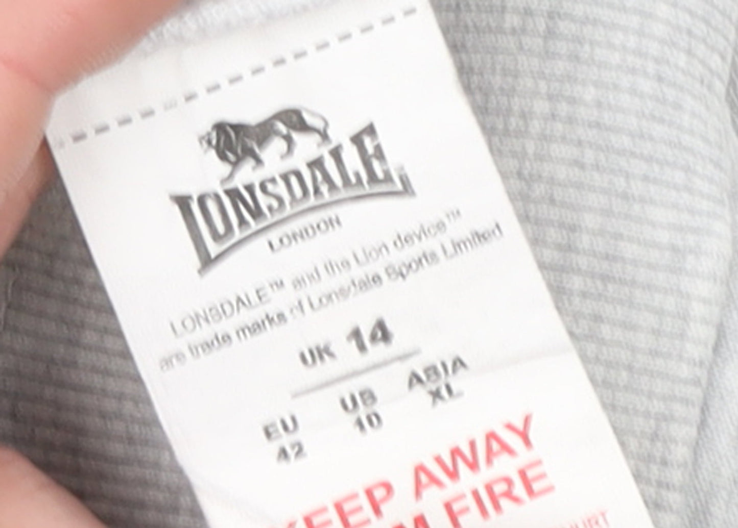 Womens UK Size 14 Lonsdale Grey Pullover Sweatshirt