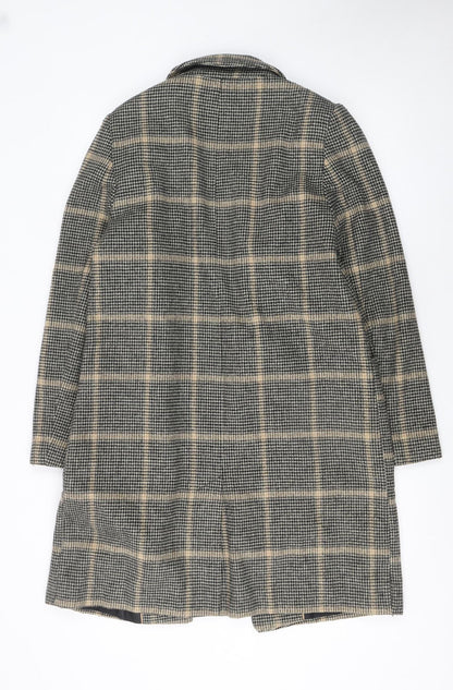 Dorothy Perkins Women’s Beige Check Wool Blend Long Coat Size 12