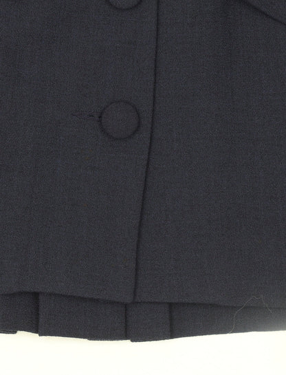 Warehouse Women Navy Wool Blend Belted Blazer UK 10
