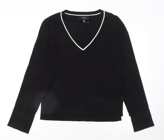 Lipsy Women’s Black V-Neck Long Sleeve Knit Jumper Size 10