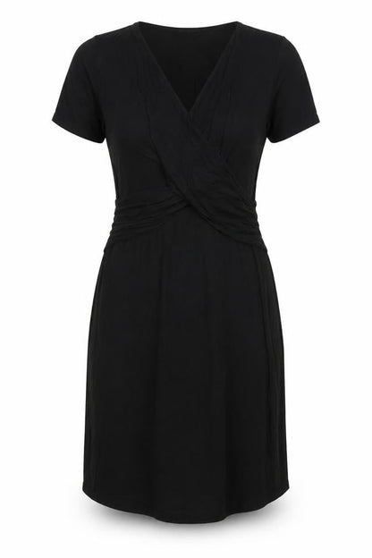 Boohoo Women Black Size 8 Wrap Dress Short Sleeve V-Neck
