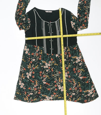 Tu Women’s Multicoloured Floral Shift Dress Size 10 Long Sleeve