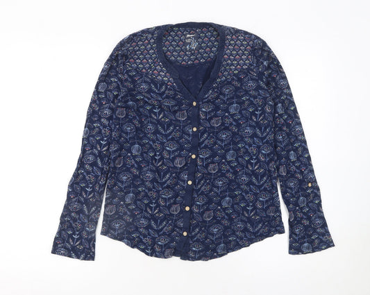 Womens UK Size 10 Mantaray Blue Tunic Button-Up