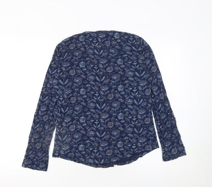 Womens UK Size 10 Mantaray Blue Tunic Button-Up