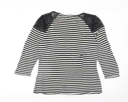 Principles by Ben de Lisi Women's Black Striped Lace Jersey Top Size 10