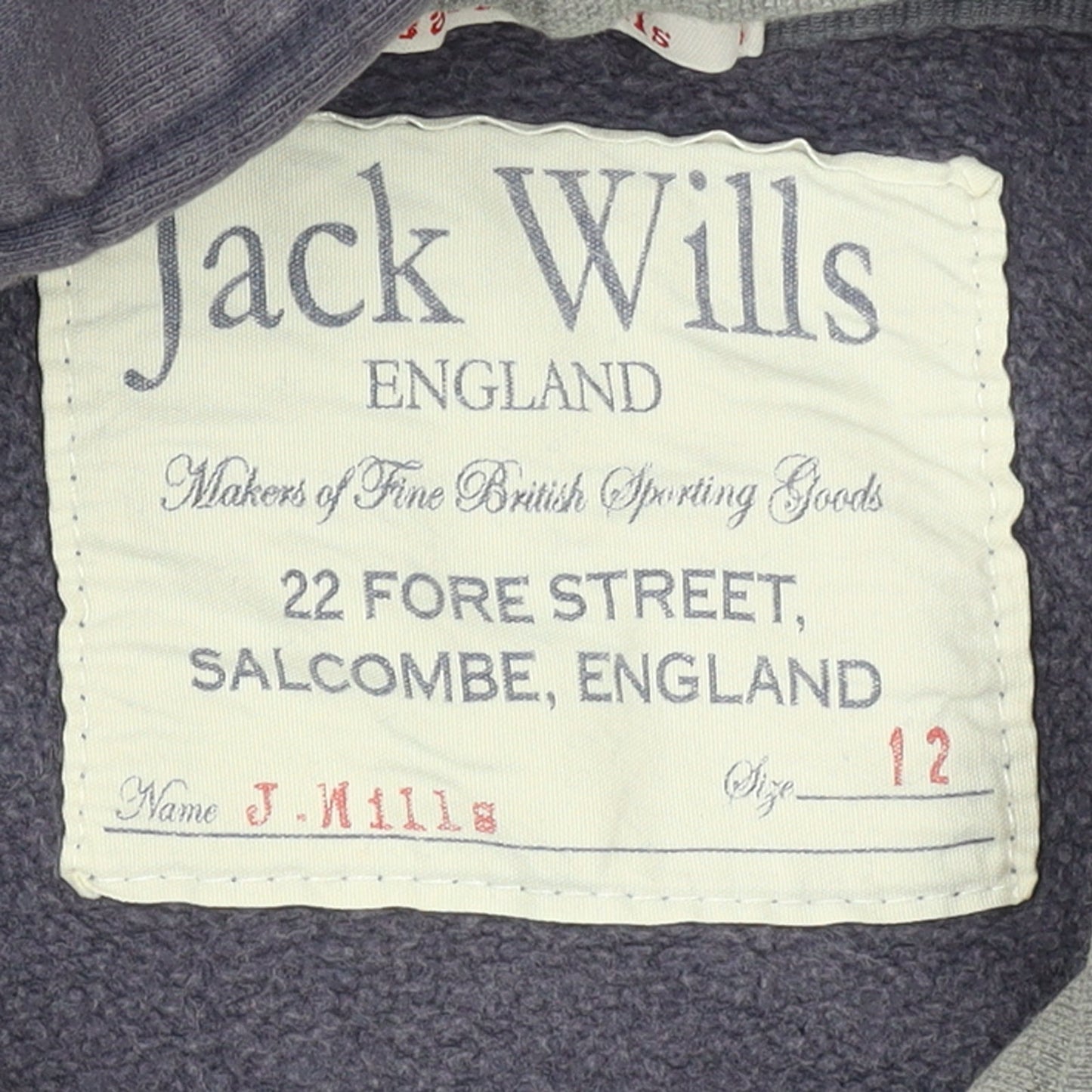 Womens UK Size 12 Jack Wills Blue Pullover Hoodie