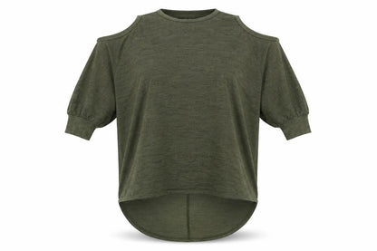 New Look Women Green Cold Shoulder Knit Jumper Size S