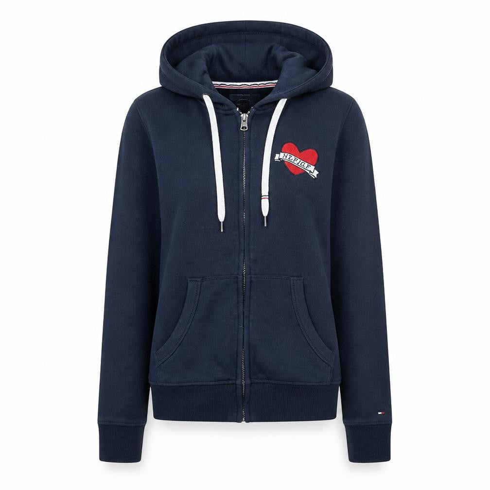 Womens UK Size M Tommy Hilfiger Denim Blue Full Zip Hoodie