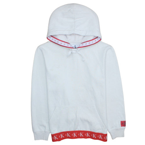 Mens UK Size L Calvin Klein Jeans White Pullover Hoodie