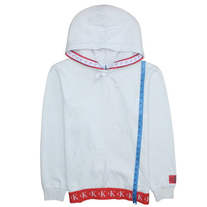 Mens UK Size L Calvin Klein Jeans White Pullover Hoodie