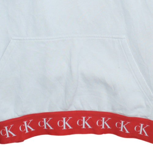Mens UK Size L Calvin Klein Jeans White Pullover Hoodie